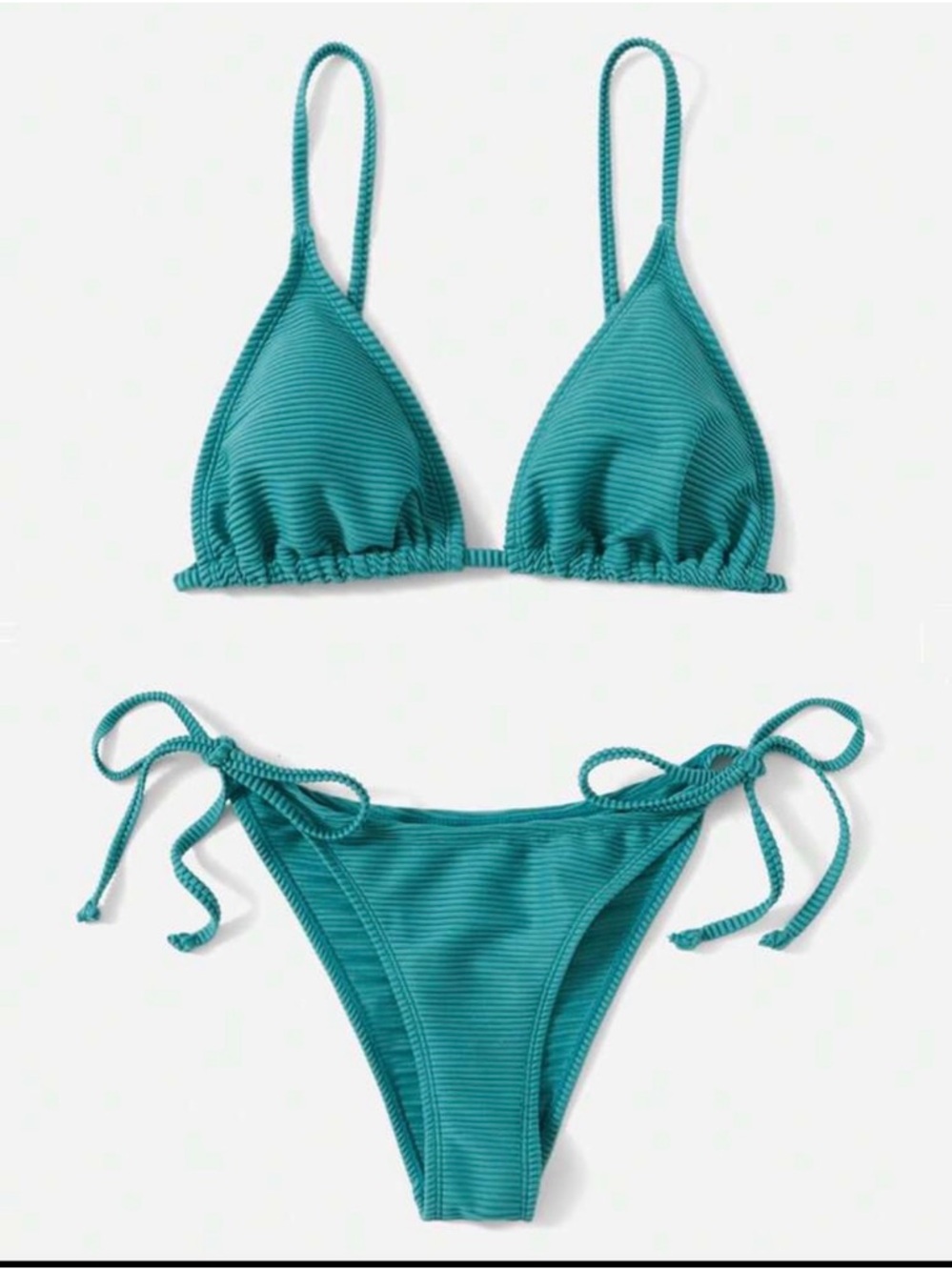 Textured Teal String Bikini Set